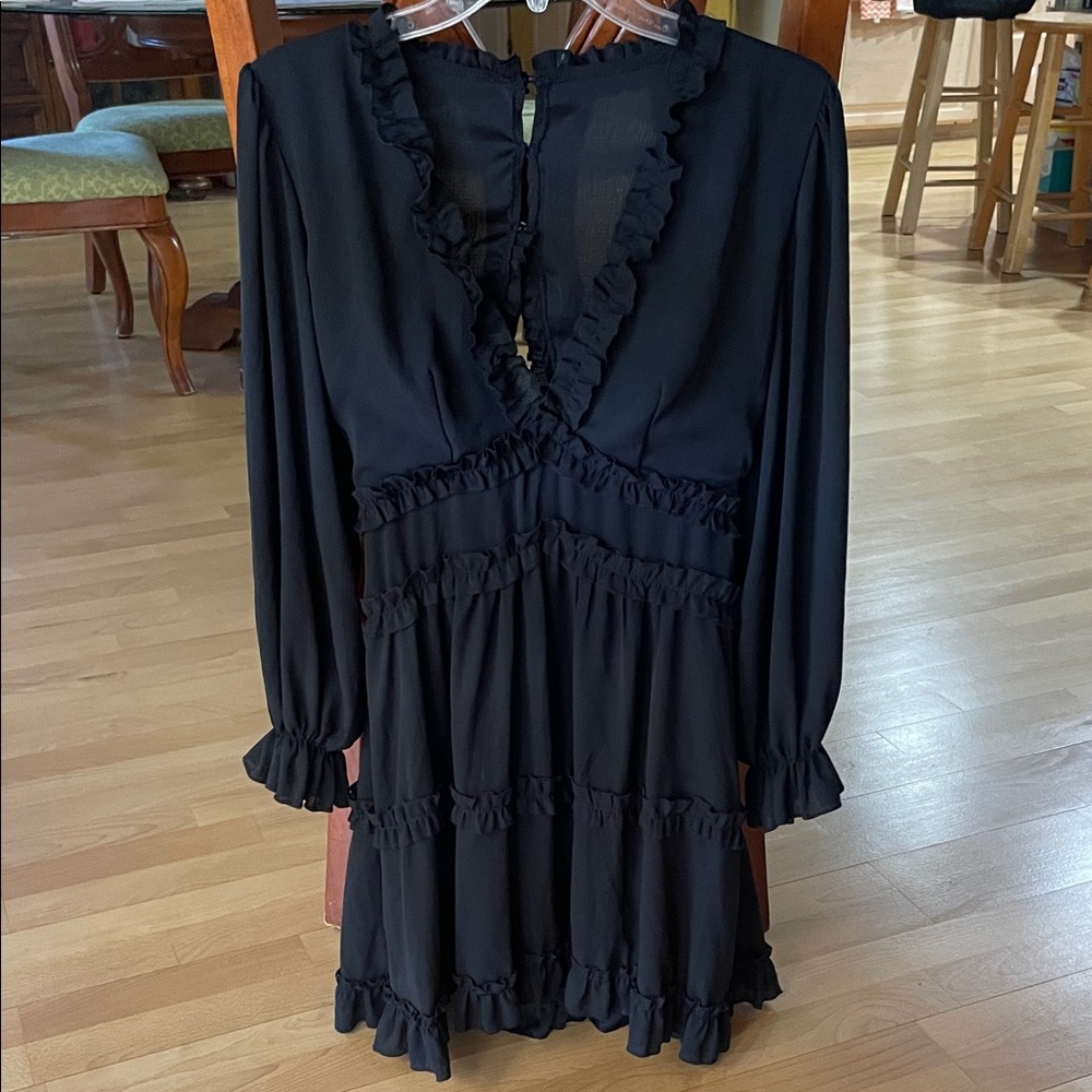 Amazon Black Long Sleeve Ruffle Dress